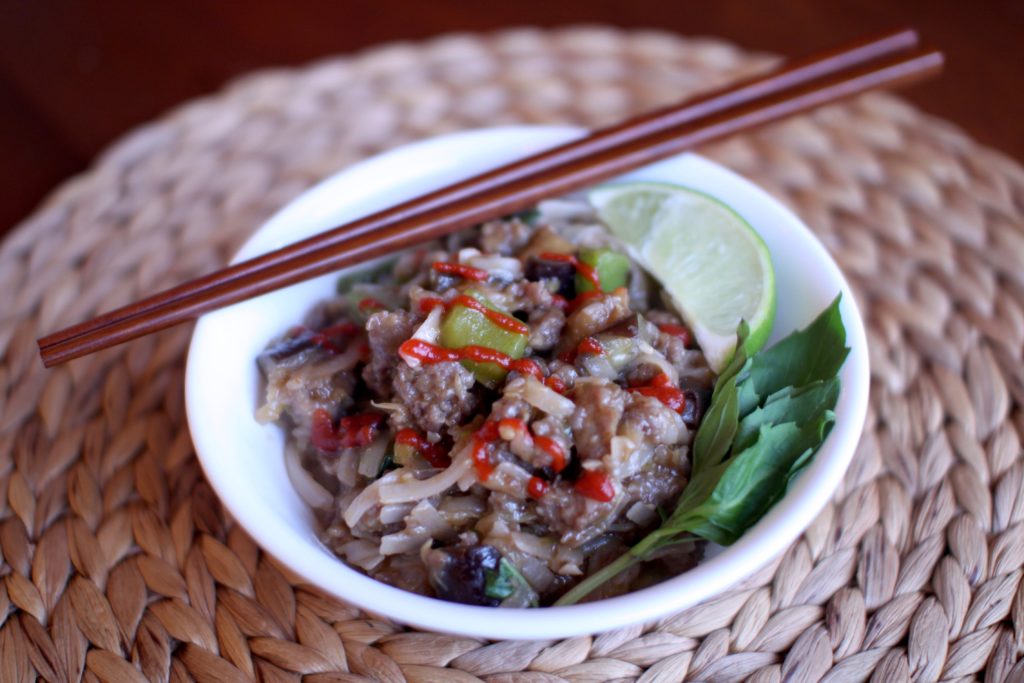 Eggplant Basil Noodles Recipe