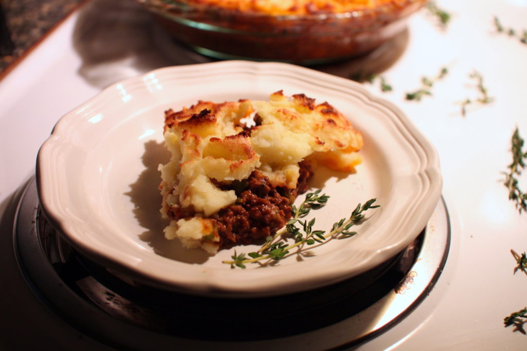 Photo of a piece of cooked cottage pie